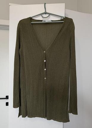 Кардиган жіночий zara оливкового кольору, розмір l