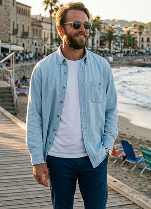 Джинсовая рубашка бренда real good denim от all sport материал: 100% хлопок.