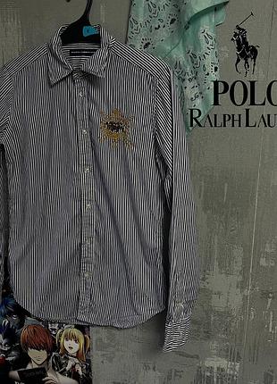 Рубашка polo ralph lauren в полоску бело-синего цвета s