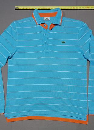 Плечі 45 см lacoste size  m    блакитний  поло  з довгим рукавом