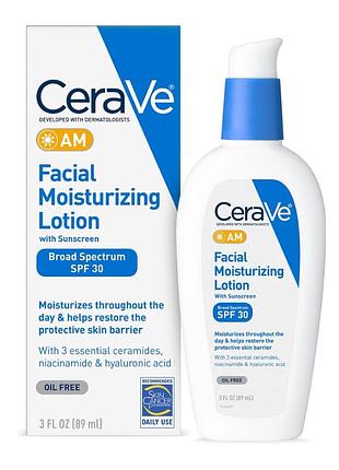 Денний зволожуючий лосьйон для обличчя cerave am facial moisturizing lotion spf30 89 мл
