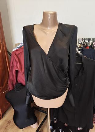 Блуза черная атласная h&amp;m
