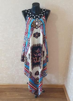 Легкое нарядное платье асимметричная шелк