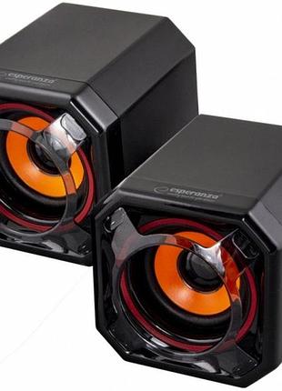 Компьютерные колонки esperanza speakers ep142 2.0 черный с оранжевым.