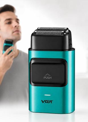 Шейвер vgr v-307 акумуляторний / тример для обличчя / чоловіча електробритва з usb