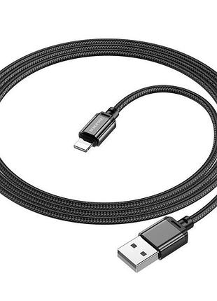 Кабель borofone bx87 usb to ip 2.4a,1m, nylon, aluminum connectors, black