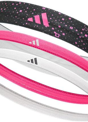 Повязки на голову adidas hairbands (graphic) 3pk белый, розовый, черный жене size