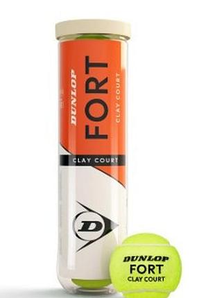 М'ячі для тенісу dunlop fort clay court 4b пластик банка
