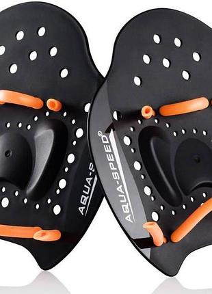 Лопатки для плавання aqua speed skill paddle 1790 чорний, помаранчевий уні m 18,5х17см