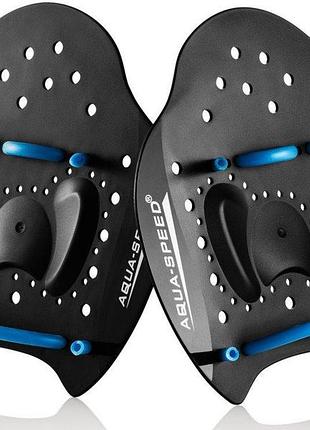 Лопатки для плавання aqua speed skill paddle 1791 чорний, синій уні l 21,5х20см
