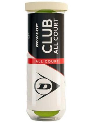 М'ячі для тенісу dunlop club all court 3b пластик банка (601629)