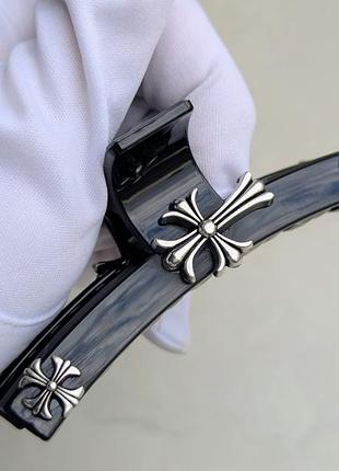 Заколка black chrome hearts three crosses b