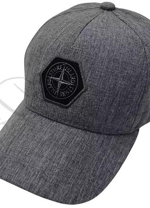 Бейсболка літня льняна брендова кепка на регуляторі розміру stone island blh25810 темно-сірий меланж
