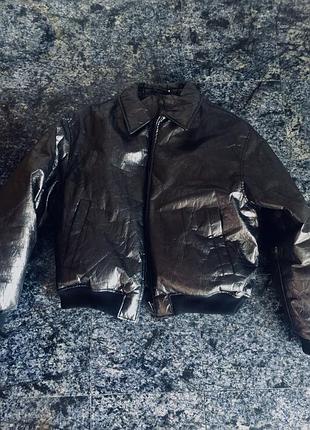 Бомбер zara  коричневый с бронзовым отливом