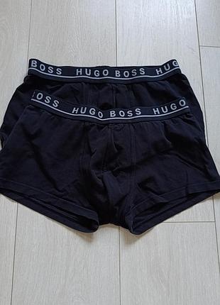 Черные боксерки коттоновые трусы мужские базовые hugo boss m l 10 12 38 40 46 48