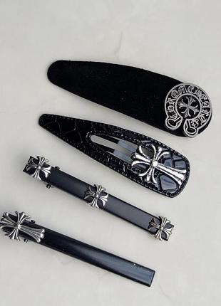 Заколка chrome hearts black different 4шт