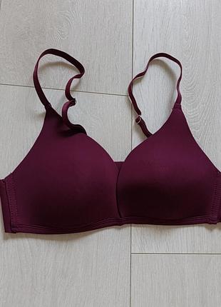 Бюстгальтер базовый бордовый бюст без косточек лиф primark 36b 80b 75c