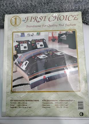 Новий комплект постільної білизни євростандарт двоспальний first choice сатин 220х240