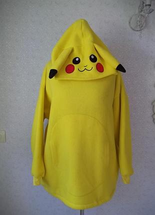 ( xl - 50 / 52 р ) pokemon флисовый худи свитер кофта на меху с капюшоном большой размер батал оверсайз б / у