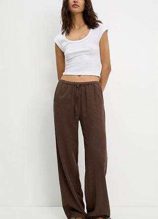 28/м новые фирменные женские льняные брюки брюки pull &amp; bear оригинал
