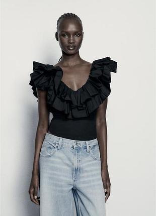 Боді в рубчик та з воланами zara