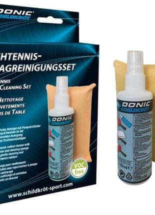 Набір для чищення ракеток donic cleaning set (foam cleaner 100 ml + sponge in a box) new