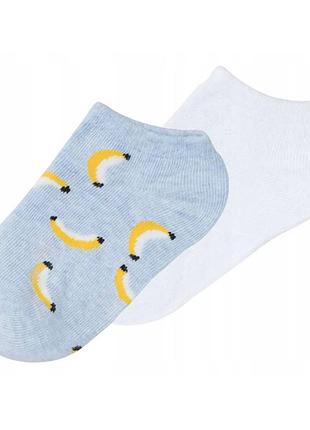 Дитячі шкарпетки короткі білі/блакитні банани lidl 23/26, 27/30 (2-6 роки)