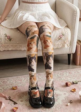 Панчохи заколінники kawaii coquette лолита з котами