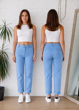 Женские джинсы mango chino eur40 светло-голубые, свозной крой