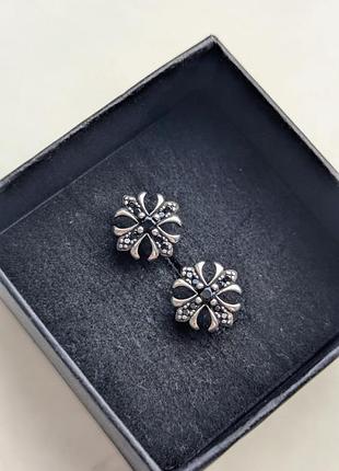 Сережки silver - black chrome hearts lily mini
