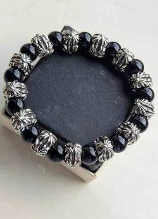 Браслет с бусинами chrome hearts blasck multi lily