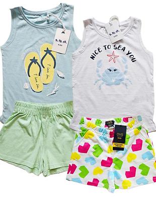 Летний костюм для девочки 116см, cool club, h&amp;m, 5-6роков, стильный комплект для девочки, майка+шорты детские, хлопок