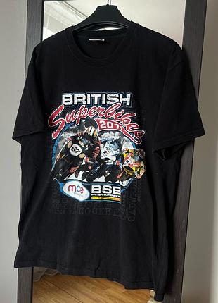 Чорна футболка british superbike bsb 2011 | розмір l | принт спереду та на спині