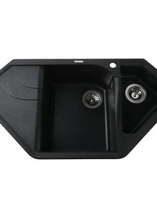 Гранітна мийка globus lux garda чорний металік 1000х500мм-а0001
