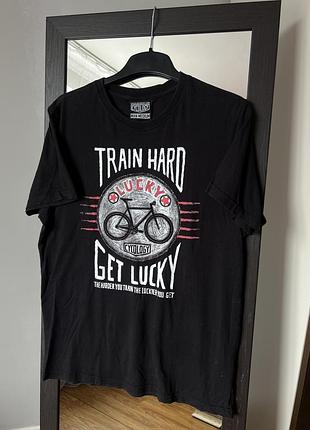 Футболка cyclology train hard get lucky | велосипедна тематика | розмір m-l
