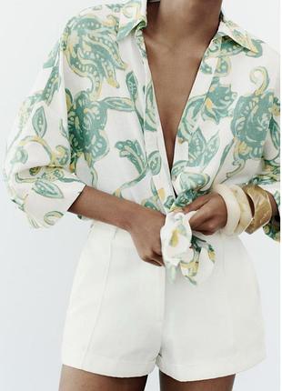 Рубашка лен из актуальных коллекций zara