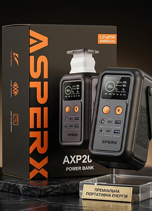Универсальная мобильная батарея asperx axp200 60000mah 140w (max 200w) lifepo4 black