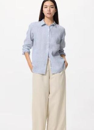 Льняна сорочка 100% льон  від uniqlo у розмірі xs/s