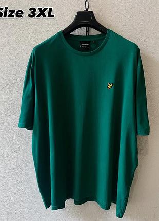 Оригінальна чоловіча якісна приємна тканина футболка великий розмір lyle &scott xxxl зелений колір
