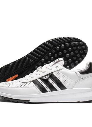 Чоловічі шкіряні літні кросівки, перфорація adidas retropy white білі