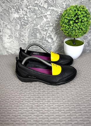 Skechers relaxed fit балетки мокасины 37 размер женские кожаные черные