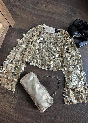 Топ золотий в велику паєтку, riverisland , розмір one size