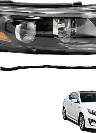Фара передняя kia optima 2013-2016/k5 2013-2016, левая, механическая регулировка (h7/h7), одна линза, желтая вставка в повороте,