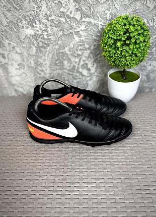 Nike tiempo сороконожки копы бутсы 40 размер кожаные футбольные черные