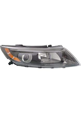 Фара передняя kia optima 2013-2016/k5 2013-2016, правая, механическая регулировка (h7/h7), одна линза, желтая вставка в повороте,