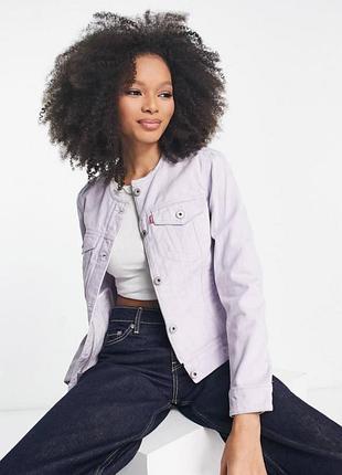 Levi's collarless denim trucker jacket in lilac