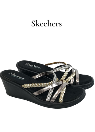 Жіночі шльопанці skechers damenpantolette rumblers strasssteine memory foam оригінал