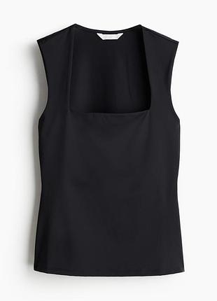 H&amp;m базовый черный гладкий топ с квадратным вырезом р.м