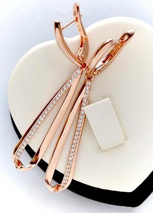 Сережки підвіски медзолото fallon jewelry po. 5.5 см.