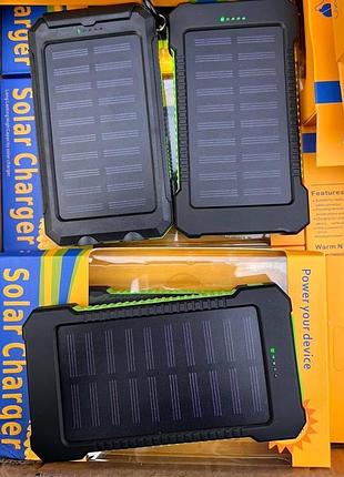 Повербанк usb power bank solar charger 20000 мач на солнечной батарее с фонариком, быстрая зарядка от солнца. сучасний